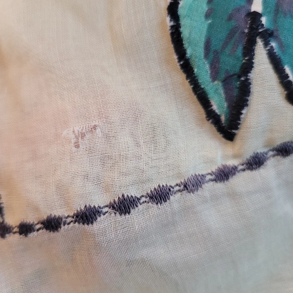 Vintage 1950's Half Apron Hostess Cook Yellow Sheer Embroidery Grannycore Unique